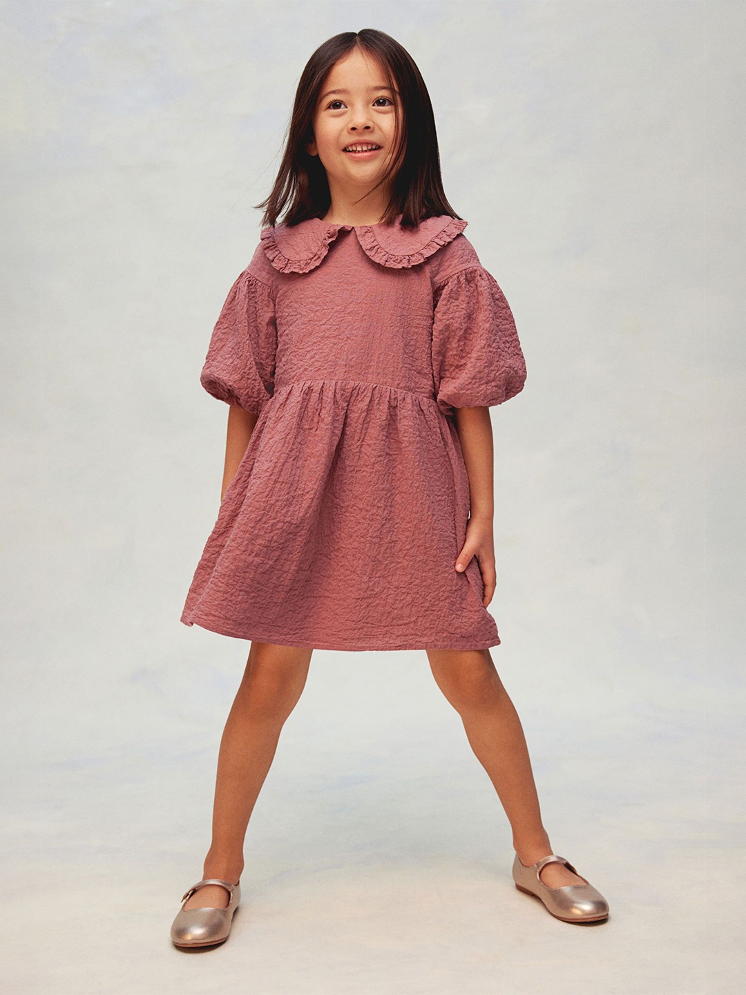 

H&M Cotton Seersucker Dress, Pink