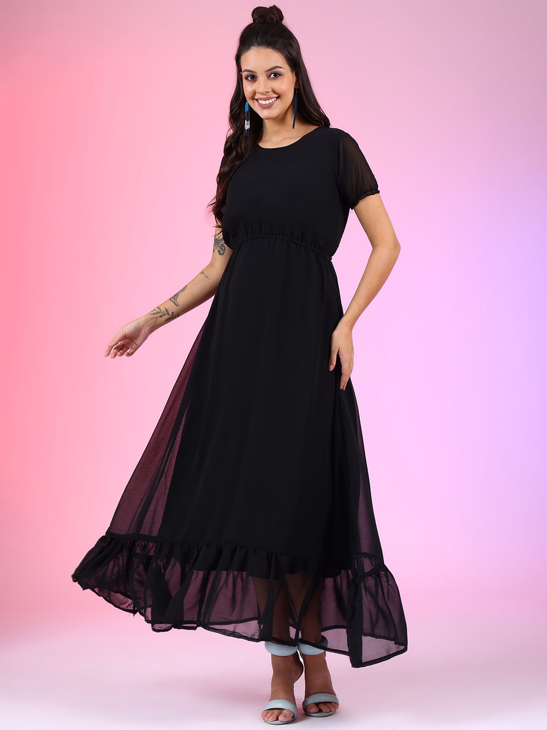 

Krunal Raiyani Crepe Fit & Flare Dress, Black