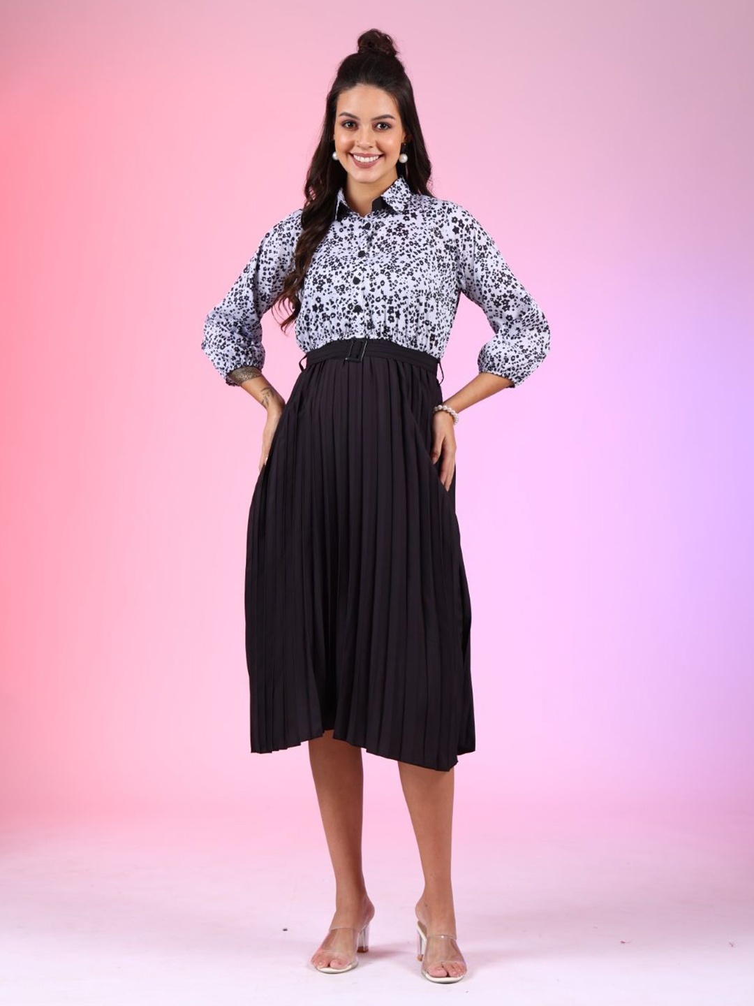 

Krunal Raiyani Print Crepe Fit & Flare Dress, Multi