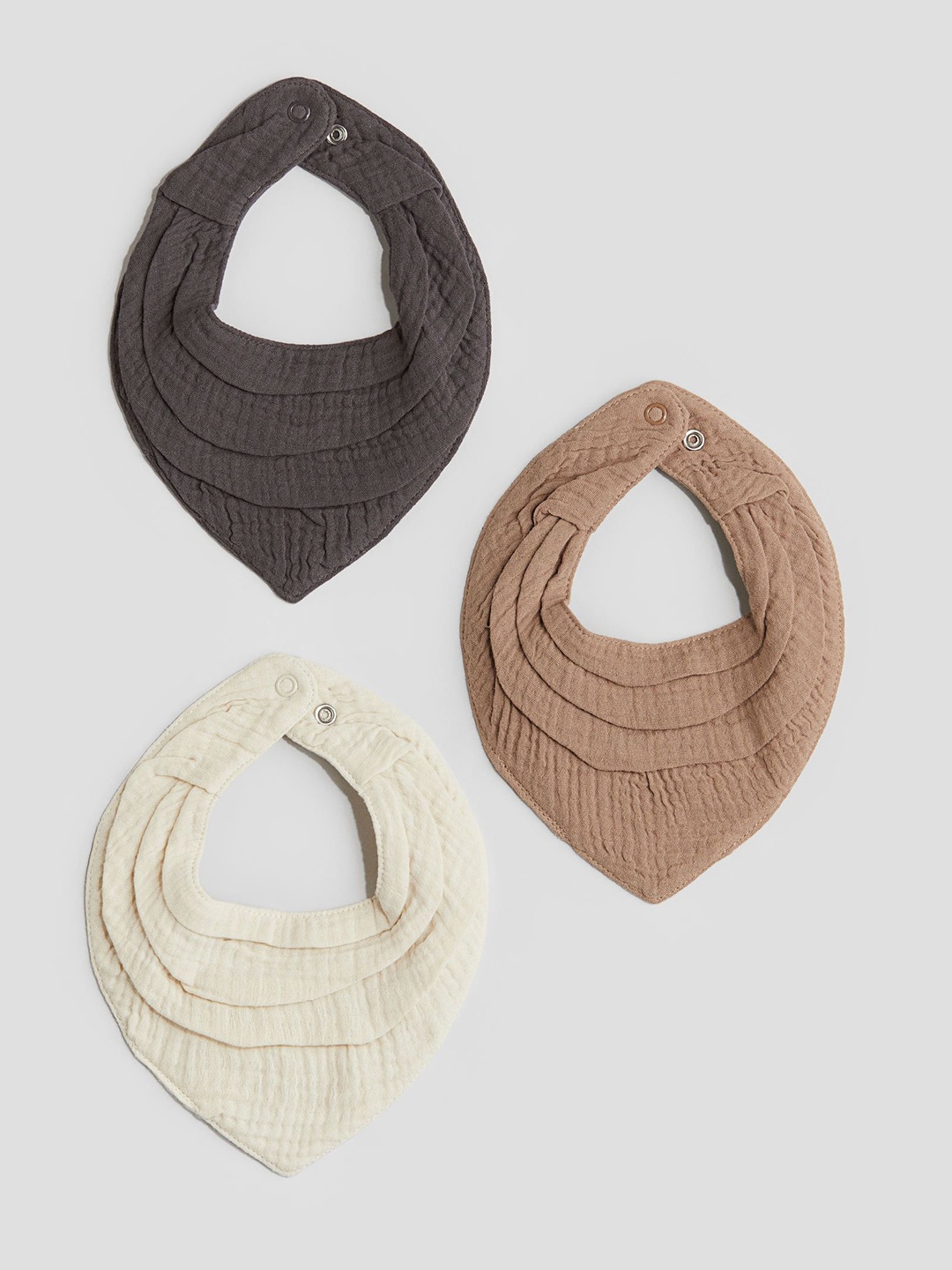 

H&M Infant Boys Pack Of 3 Cotton Muslin Bibs, Beige