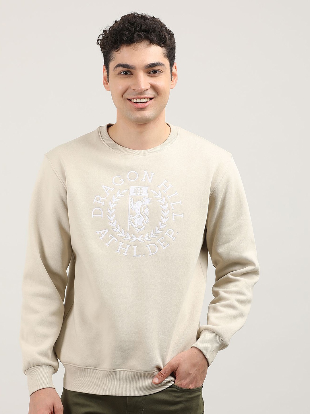 

DRAGON HILL Men Printed Sweatshirt, Khaki