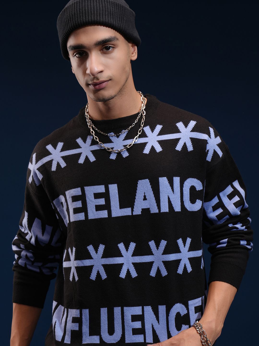 

HIGHLANDER Men Typography Printed Pullover, Black