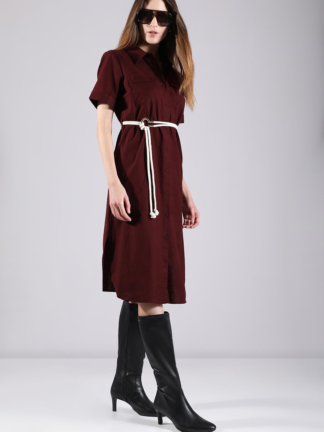 

Vero Moda Formal Shirt Midi Dress, Brown