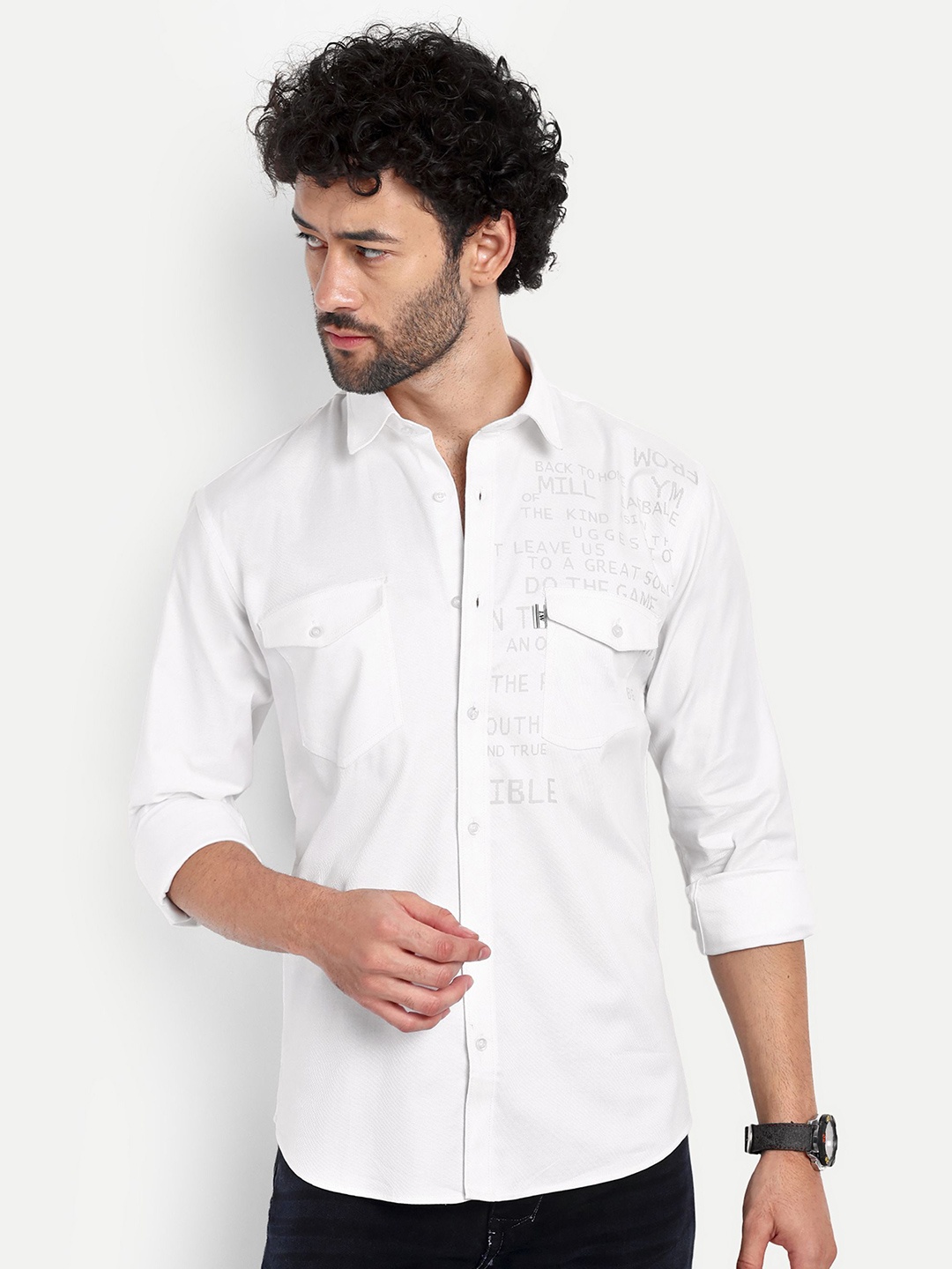 

Lewogle Men Opaque Casual Shirt, White