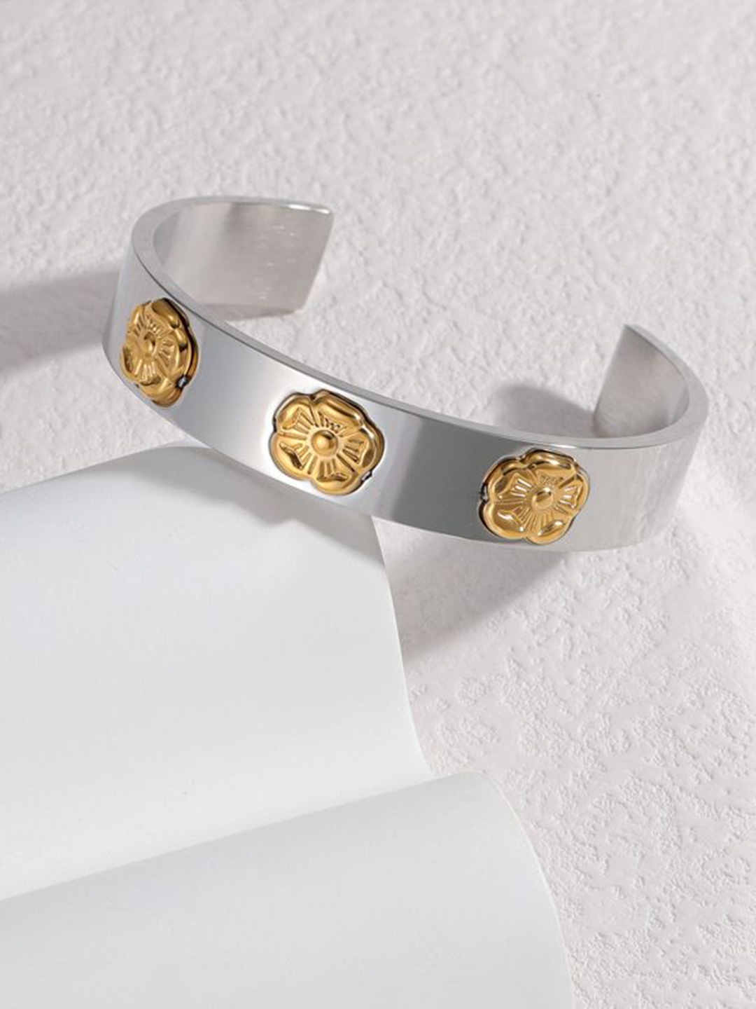 

Just Lil Things Flower Cuff Bracelet, Silver