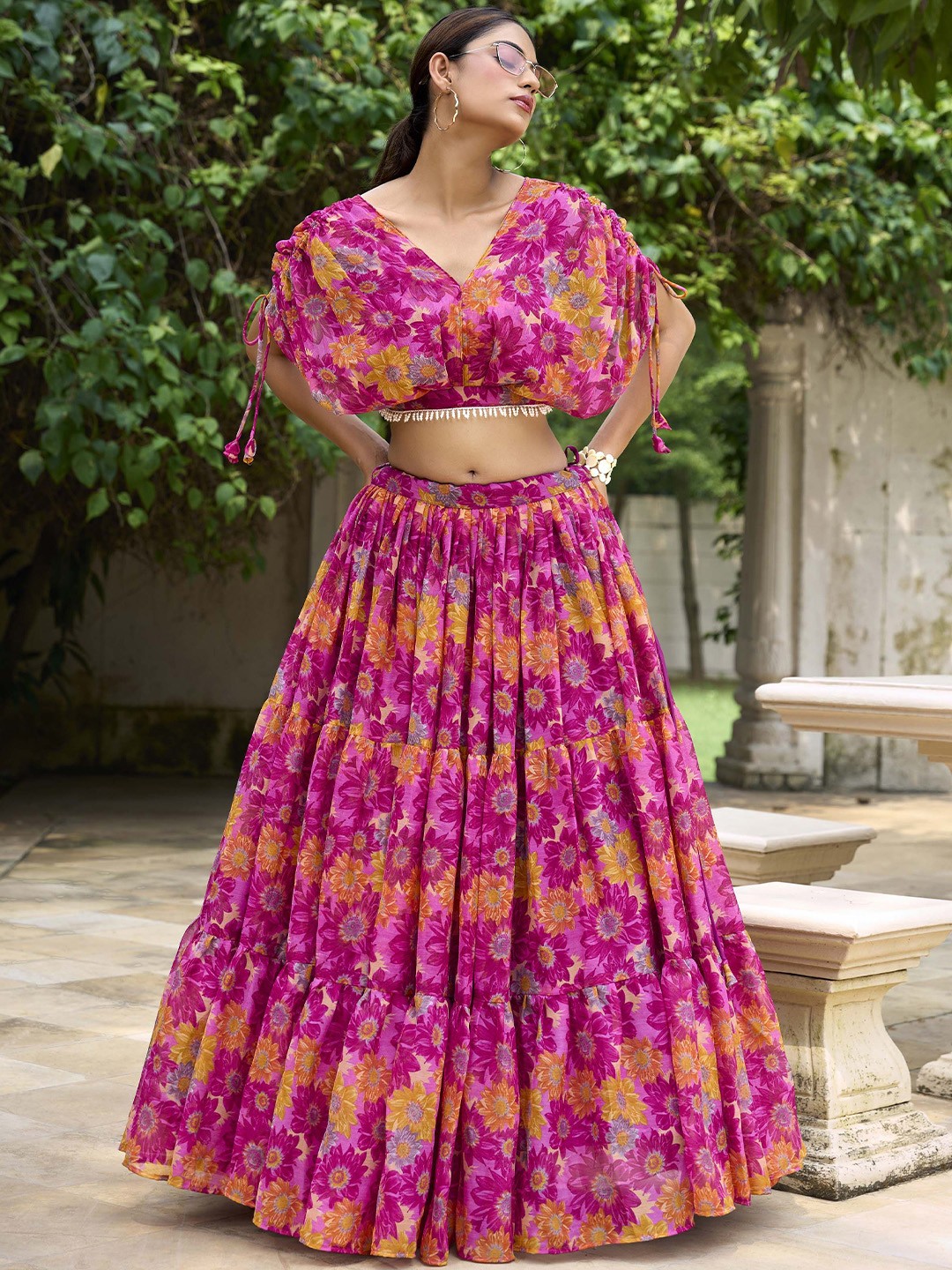 

LOOKNBOOK ART Printed Ready to Wear Lehenga &, Pink