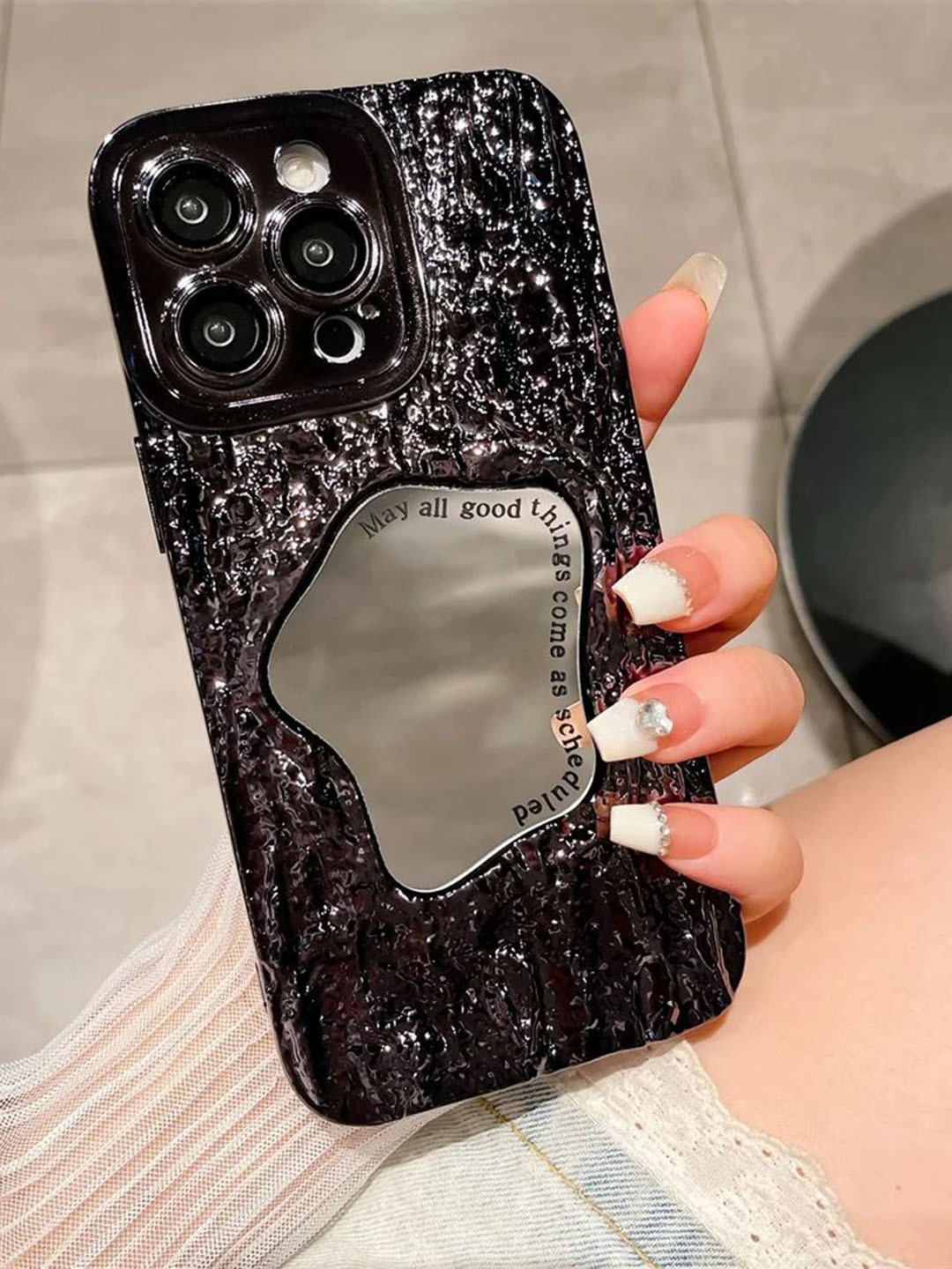 

Luxury Kase Abstract Printed iPhone 13 Pro Max Back Case Mobile Accessories, Black