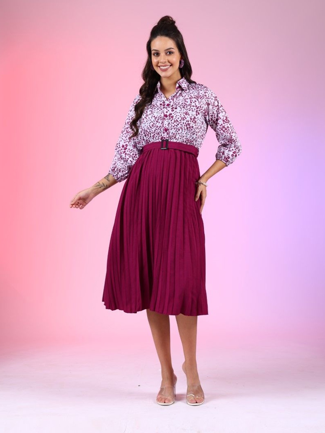 

Krunal Raiyani Print Crepe Fit & Flare Dress, Magenta