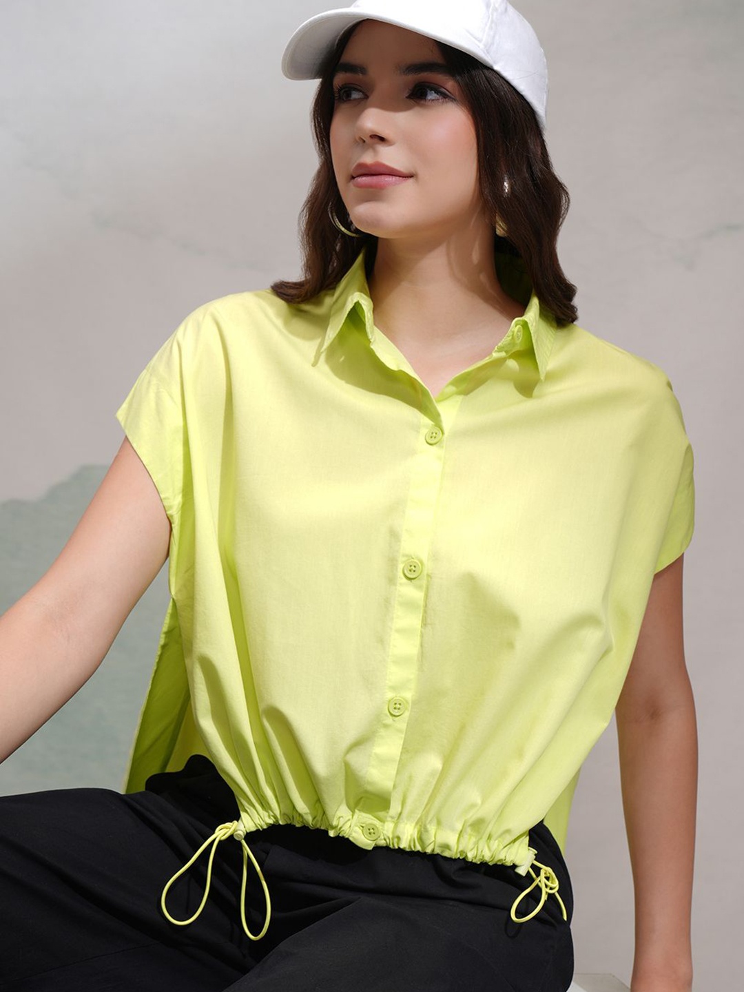 

Tokyo Talkies Women Opaque Casual Shirt, Lime green