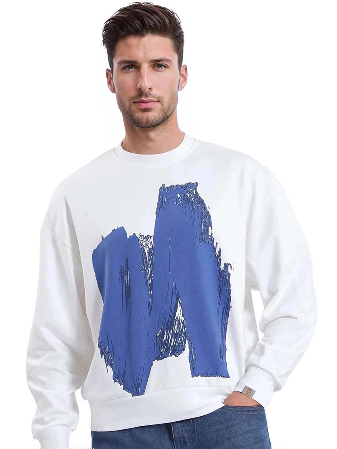 

RARE RABBIT Men Printed Sweatshirt, Off white