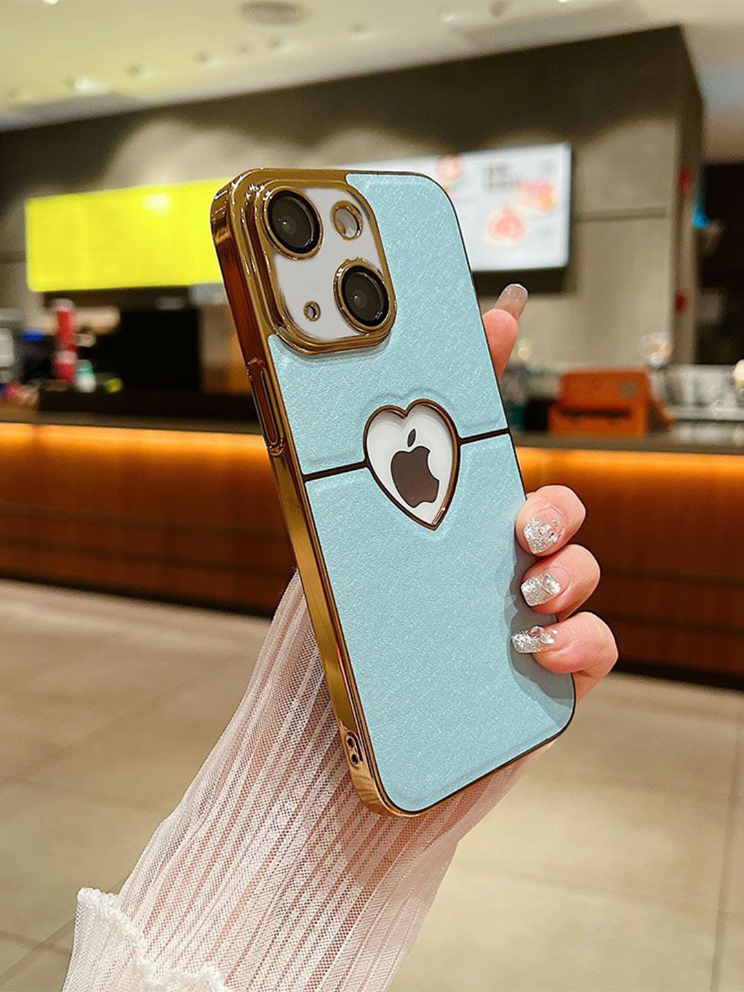 

Luxury Kase Textured Printed iPhone 13 Back Case, Blue