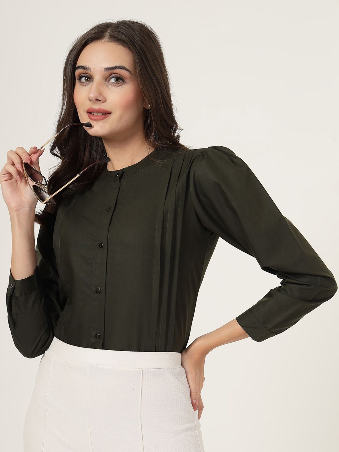 

Style Quotient Women Smart Opaque Formal Shirt, Olive