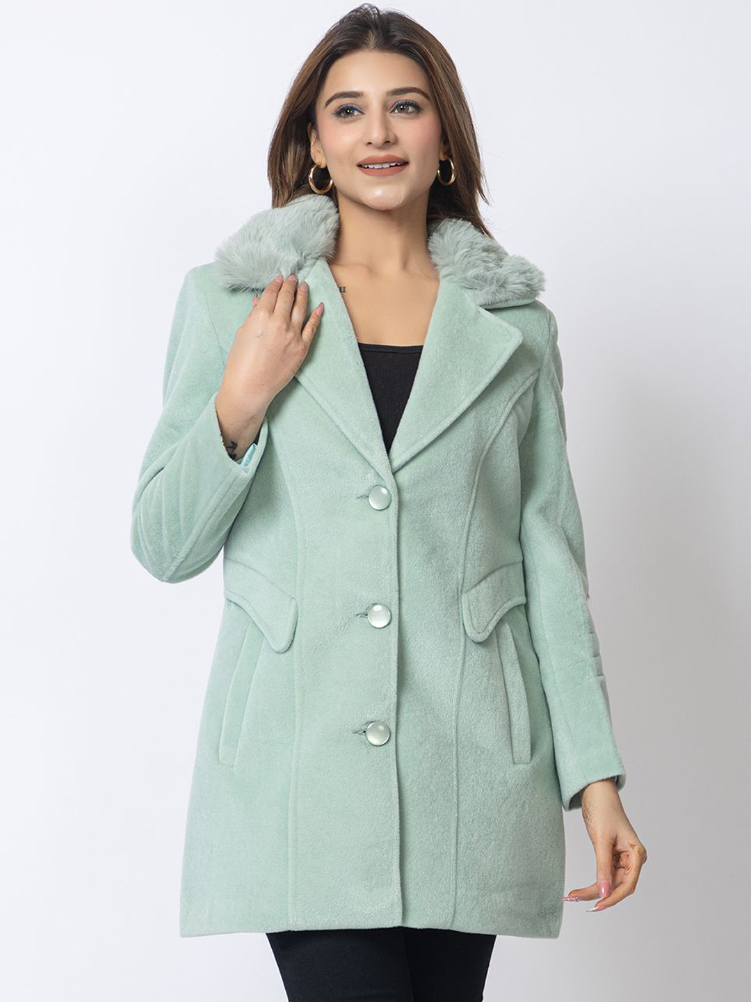 

Lady Leaf Women Single-Breasted Overcoats, Green