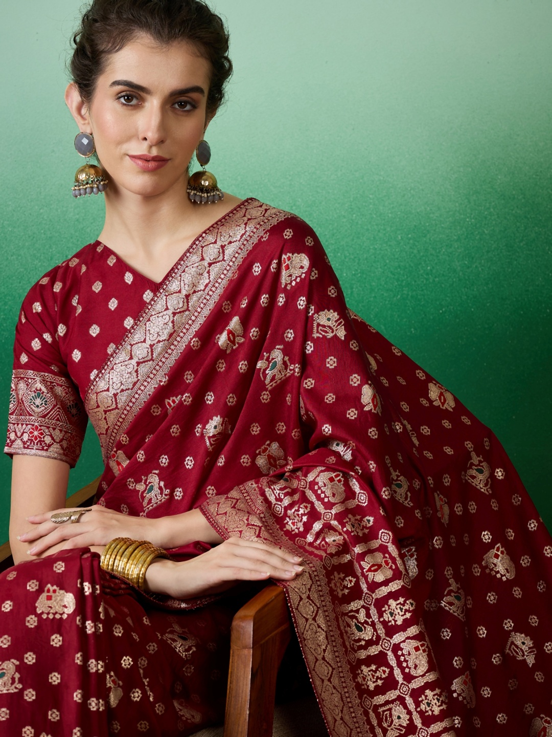 

A.V.M Prints Woven Design Zari Saree, Maroon