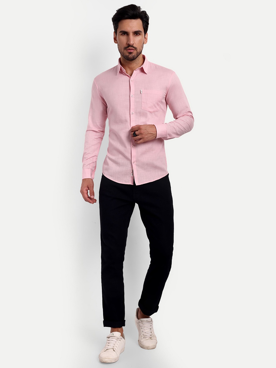 

Lewogle Men Opaque Casual Shirt, Pink