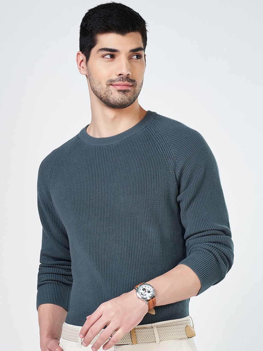 

BYFORD by Pantaloons Men Striped Pullover, Grey