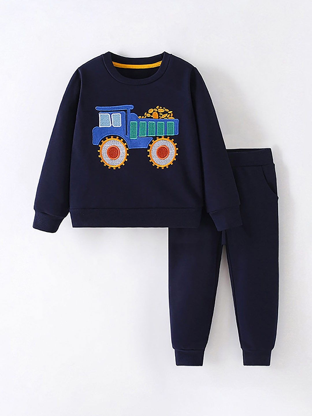 

LULU & SKY Infant Girls Printed Night Suit, Navy blue