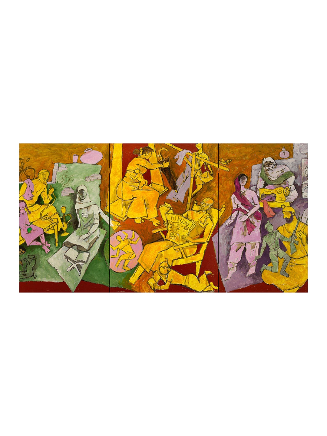 

Adventures India Green & Yellow Wooden Painting Wall Art