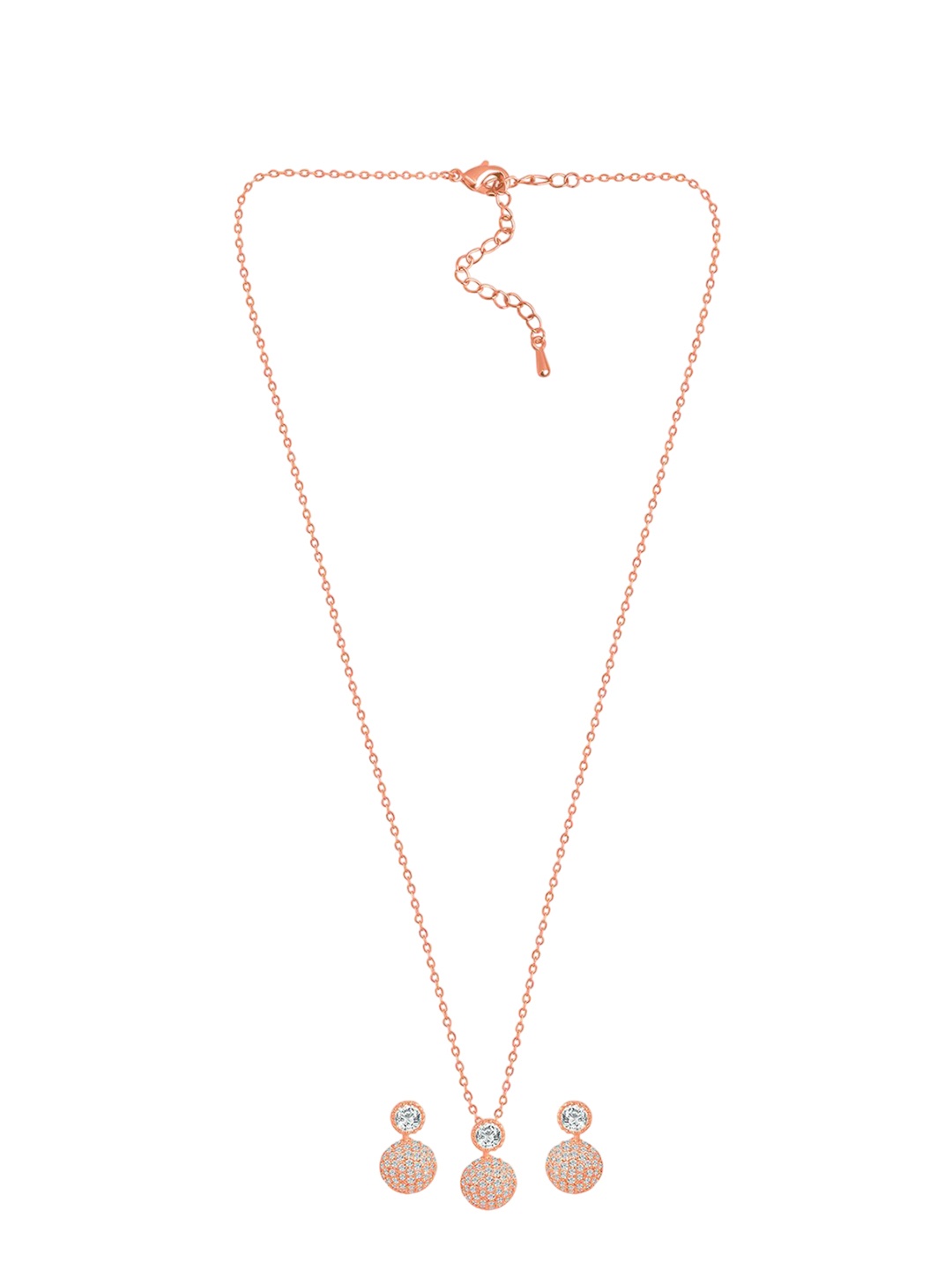 

Peora Rose Gold-Plated CZ-Studded Jewellery Set