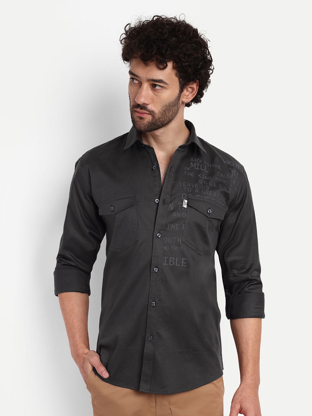 

Lewogle Men Opaque Casual Shirt, Grey