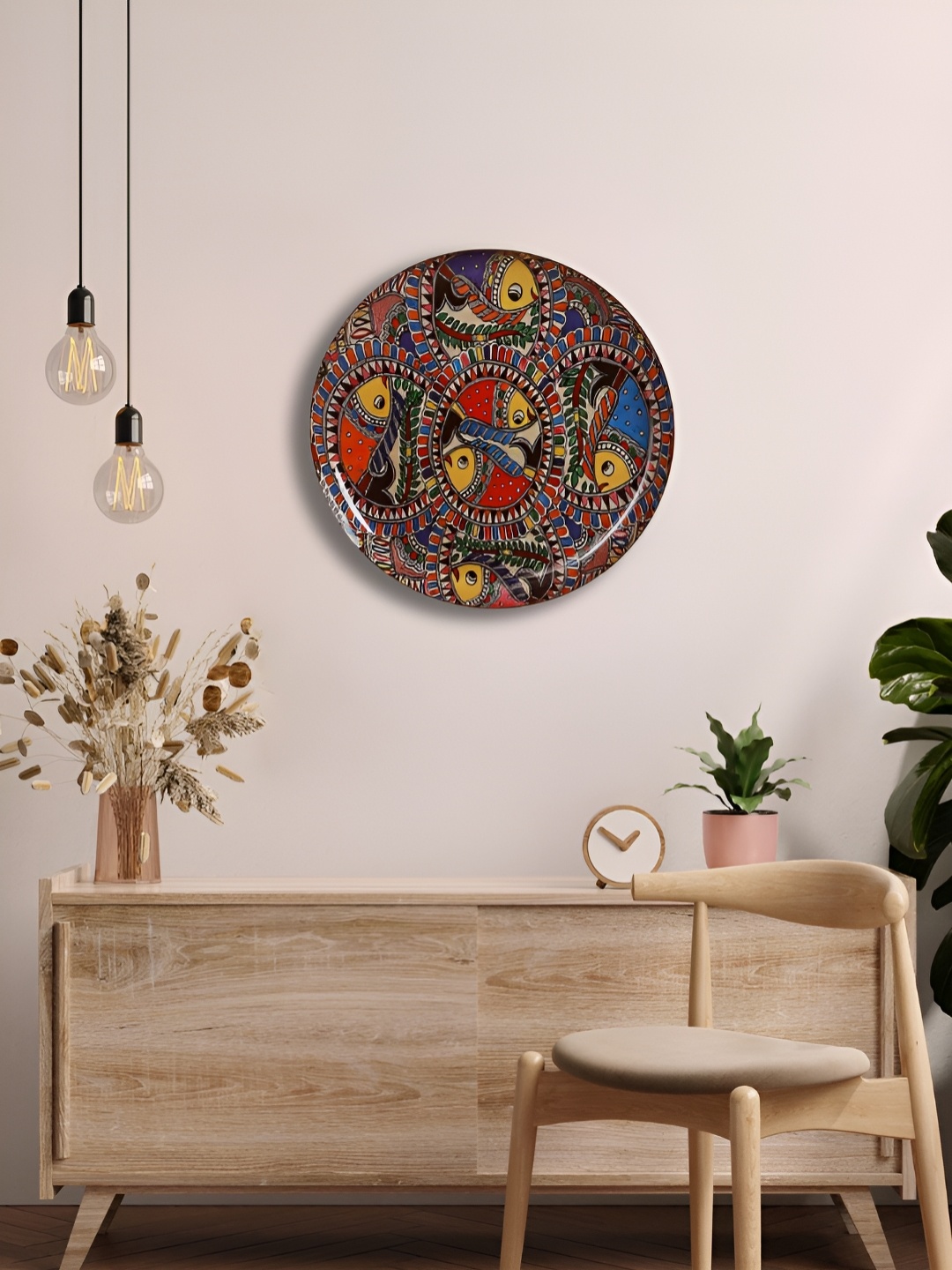 

Homspurts Blue & Red Ethnic Motifs Printed Wall Art