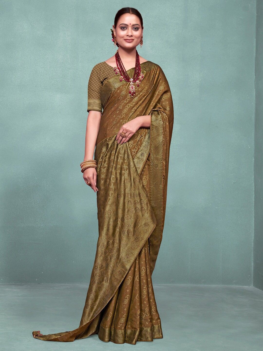 

A.V.M Prints Woven Design Zari Pure Silk Saree, Green