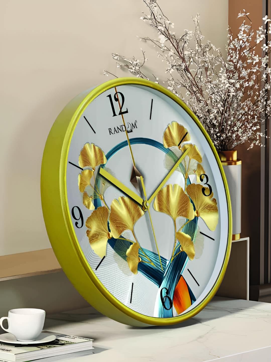 

RANDOM Printed Round Shaped Sweep Silent Movement Contemporary Wall Clock, Green