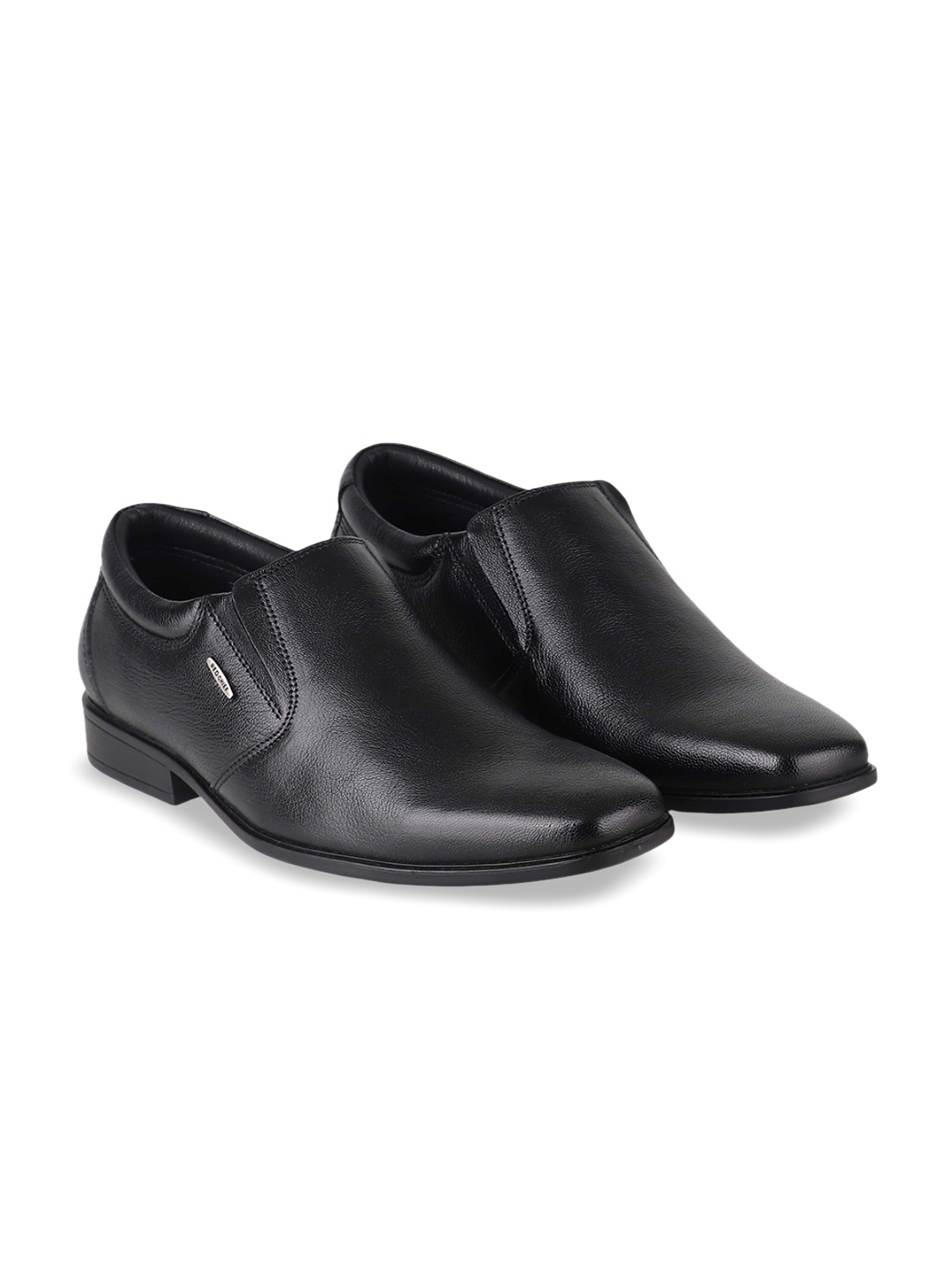 

Red Chief Men Round Toe Leather Formal Slip-Ons, Black