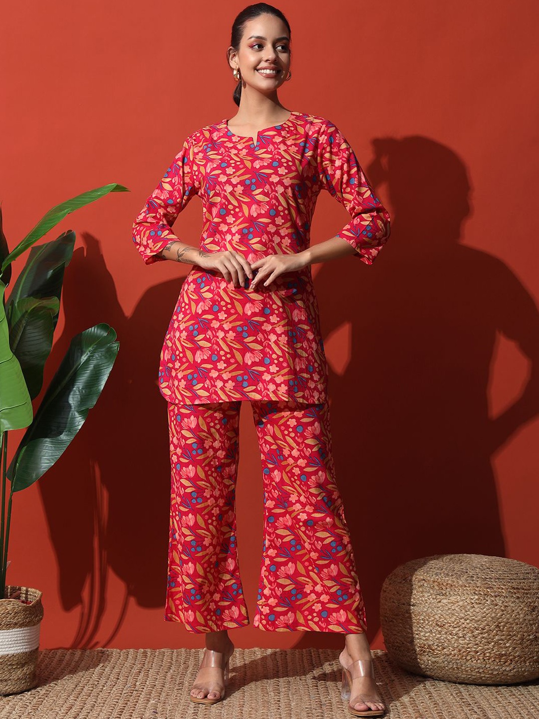 

KALINI Floral Printed Cotton Co-Ords, Red