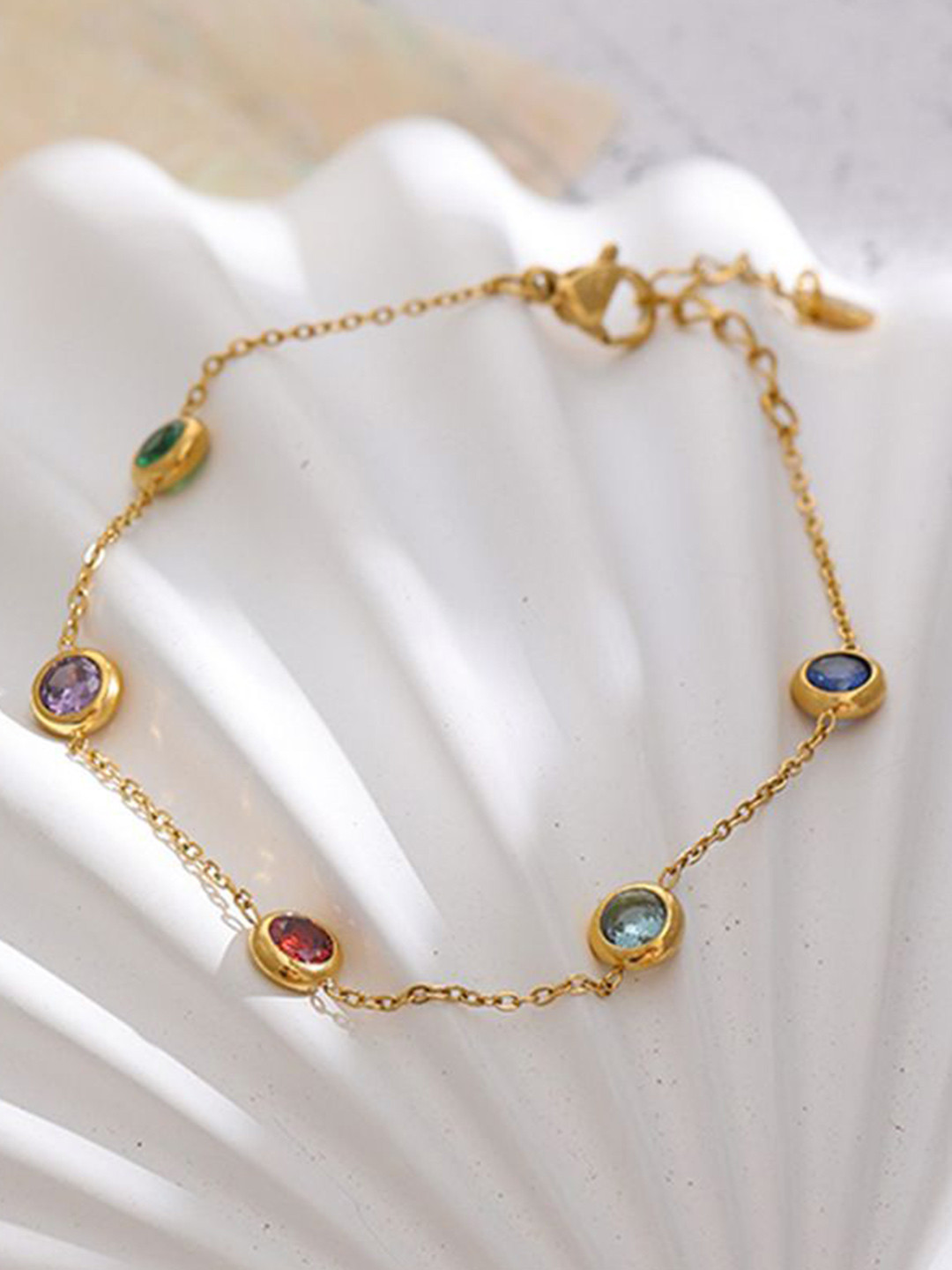 

Just Lil Things Stones Studded Charm Bracelet, Gold