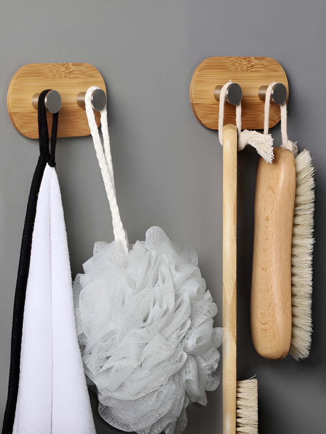 

HOKIPO Brown & Silver Toned Stainless Steel Wall Adhesive Hook