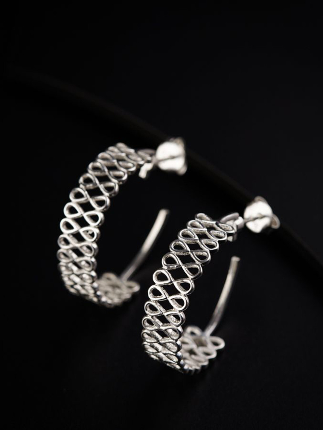 

House of Aadyaa Classic Half Hoop Earrings, Silver