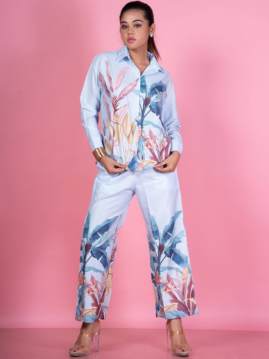 

Unityshop Printed Long Sleeves Shirt & Trousers, Blue