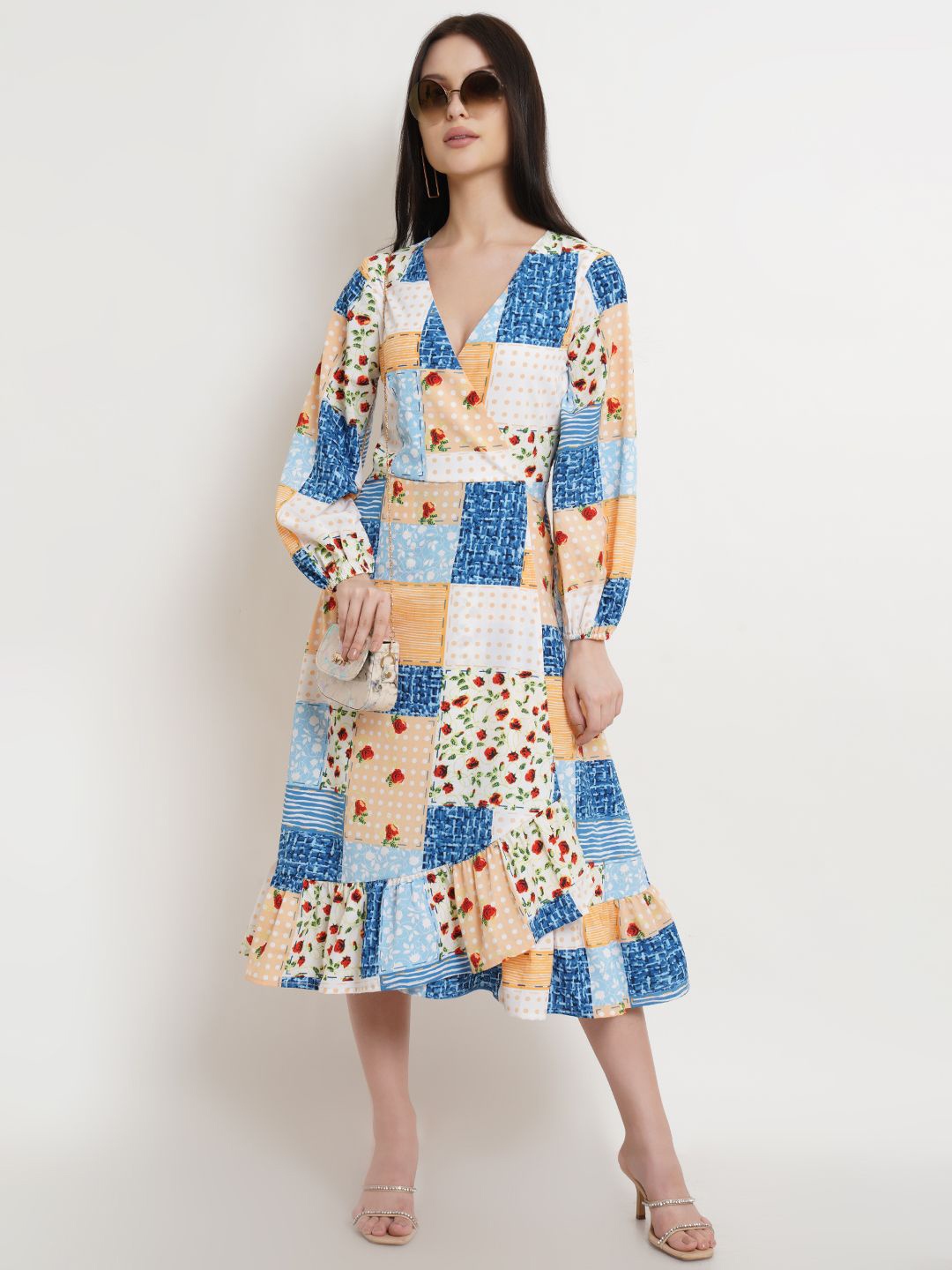 

DODO & MOA Print Georgette Fit & Flare Midi Dress, Multi