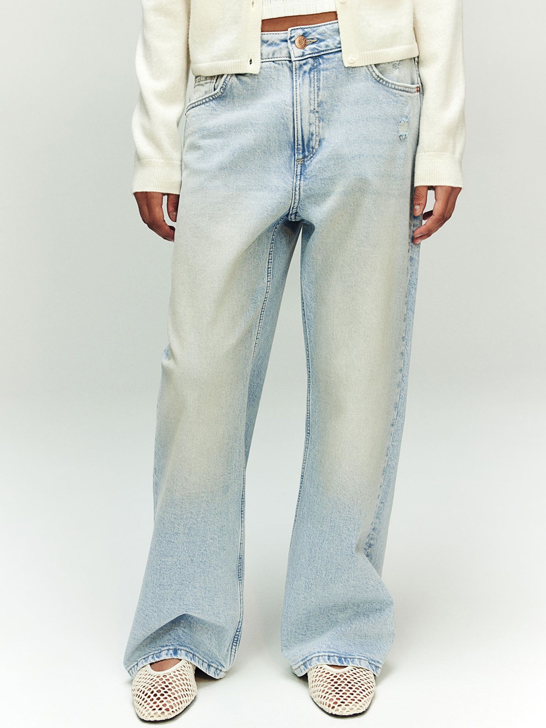 

H&M Baggy Fit Bootcut Leg Jeans, Blue