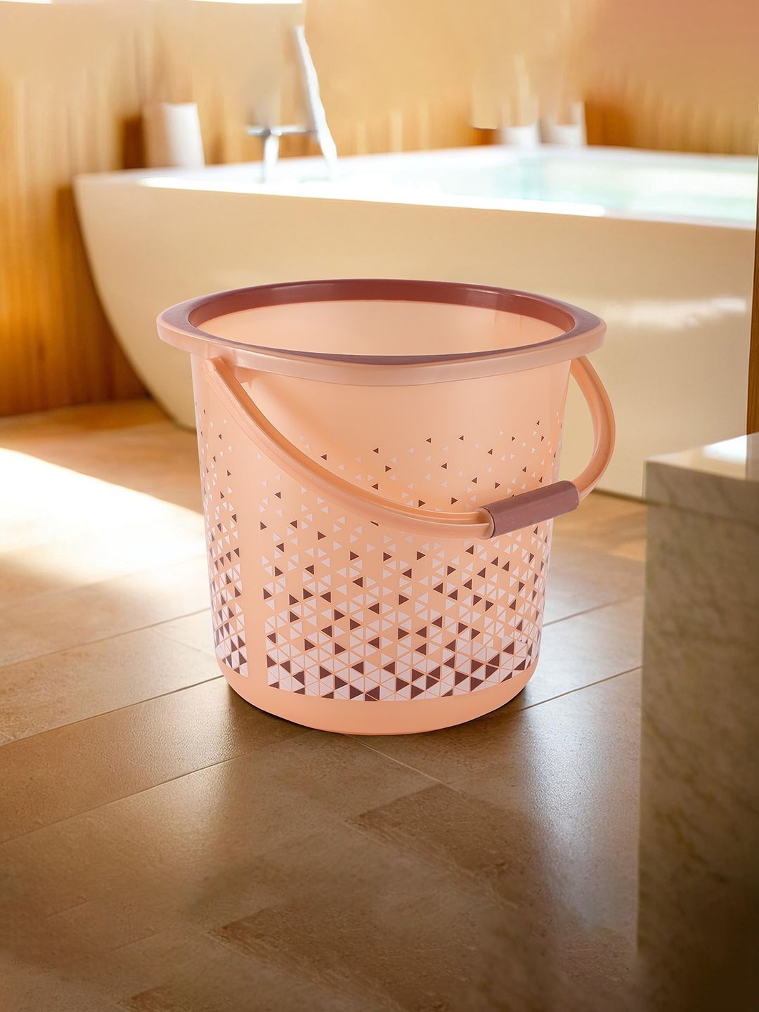 

Kuber Industries Brown Floral Printed Bath Bucket-18 L
