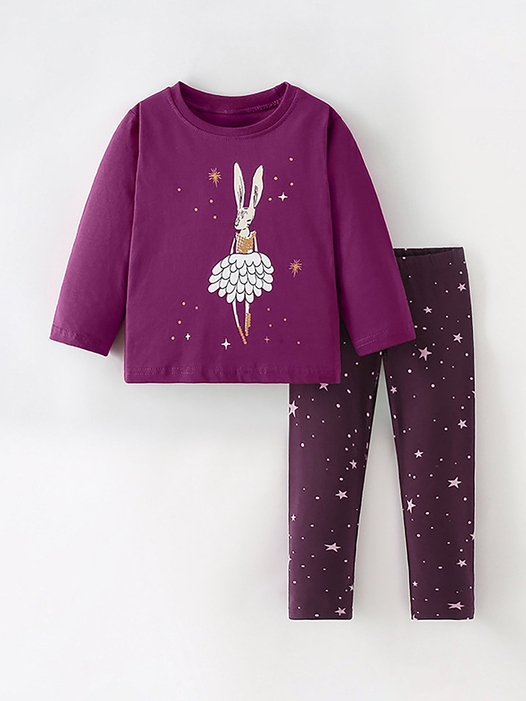 

LULU & SKY Girls Printed Sweatshirt & Trousers Night suits, Purple