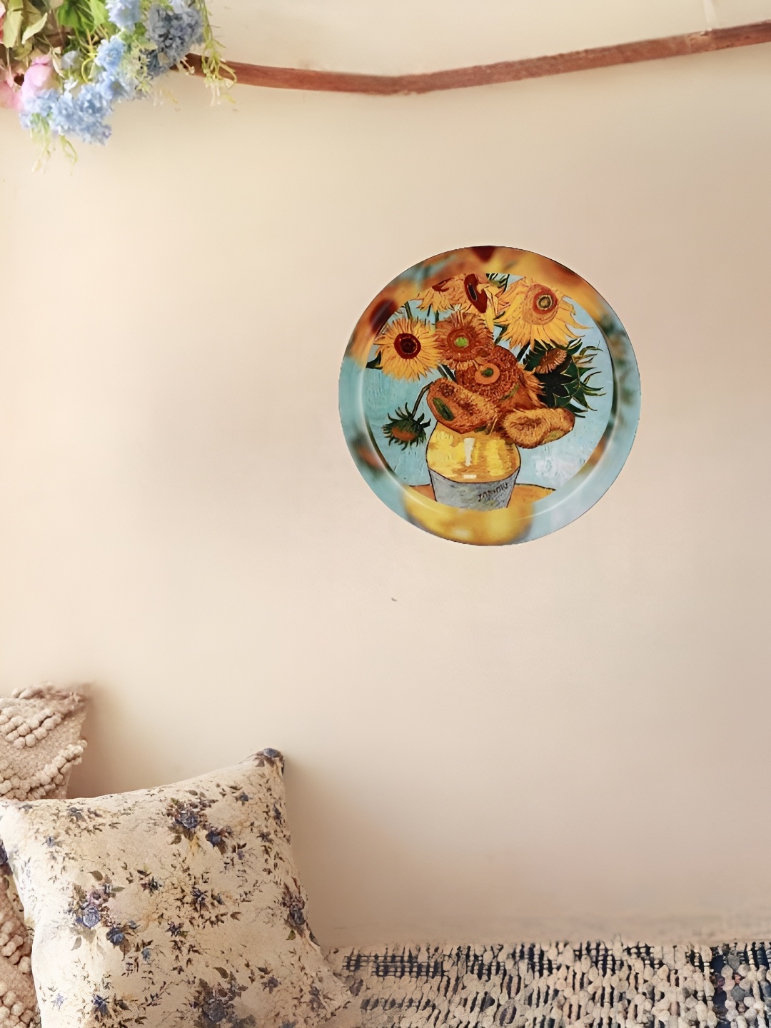 

Homspurts Brown & Blue Floral Printed Wall Art
