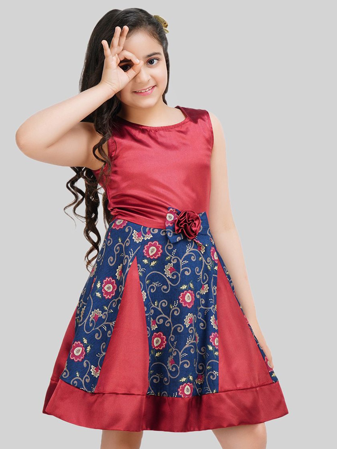 

BEING NAUGHTY Floral Print Fit & Flare Dress, Red