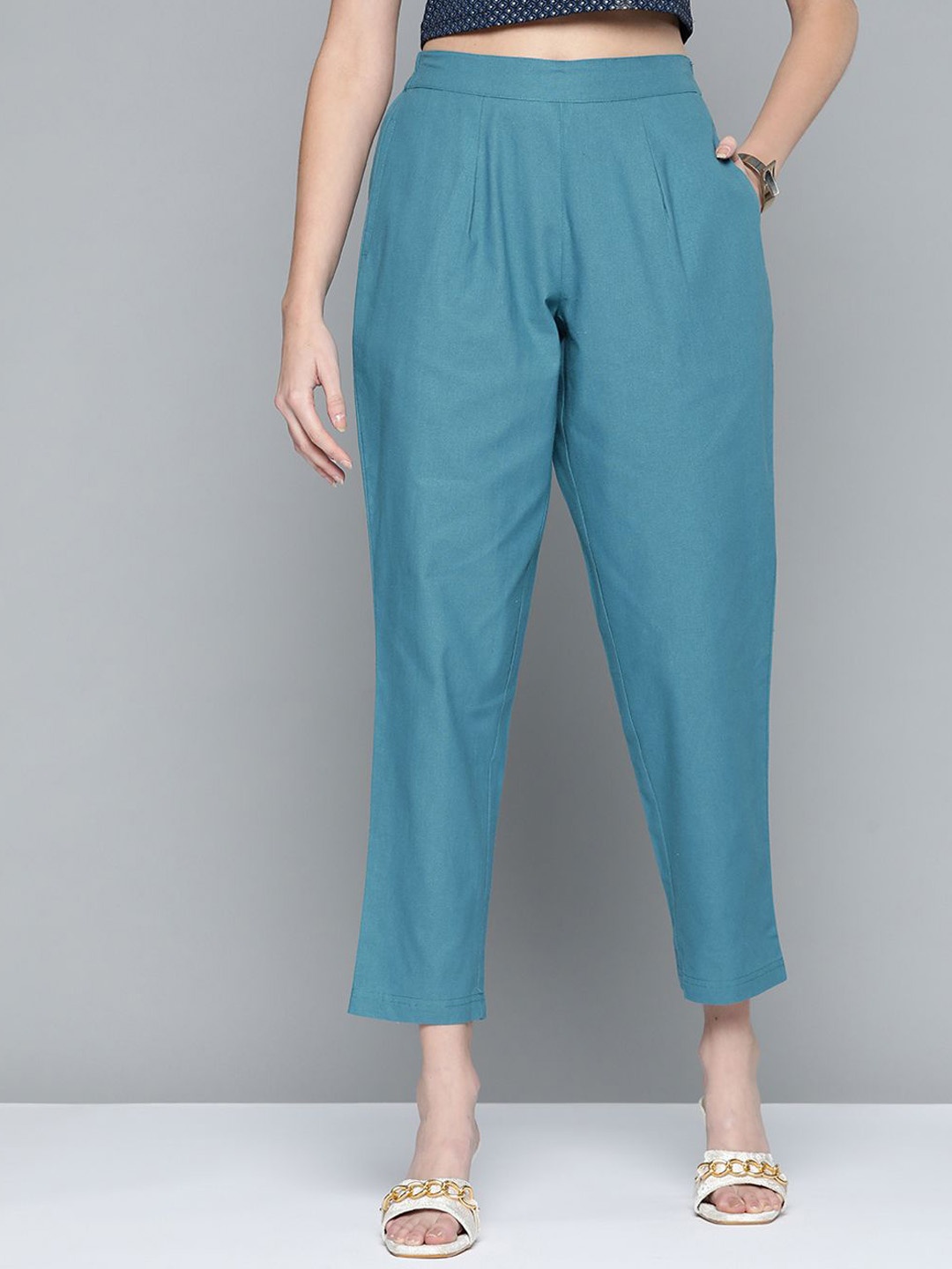 

HERE&NOW Women Pleated Trousers, Blue
