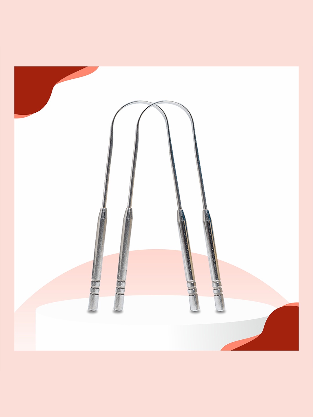 

Nurpi Stainless Steel Tongue Cleaner for Oral Care & Bad Breath - 2 Pcs, Silver