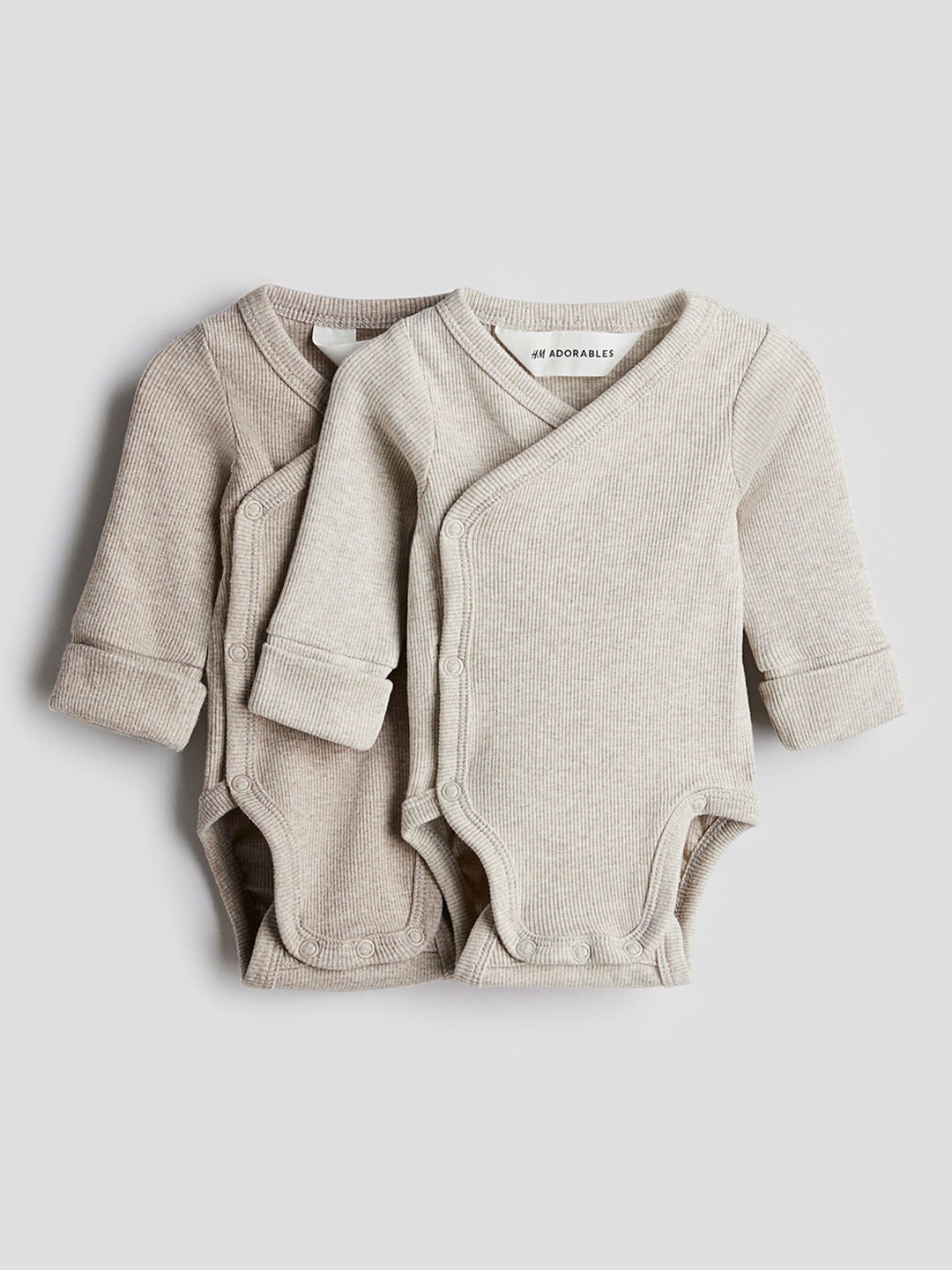

H&M 2-Pack Room-To-Grow Bodysuit, Beige