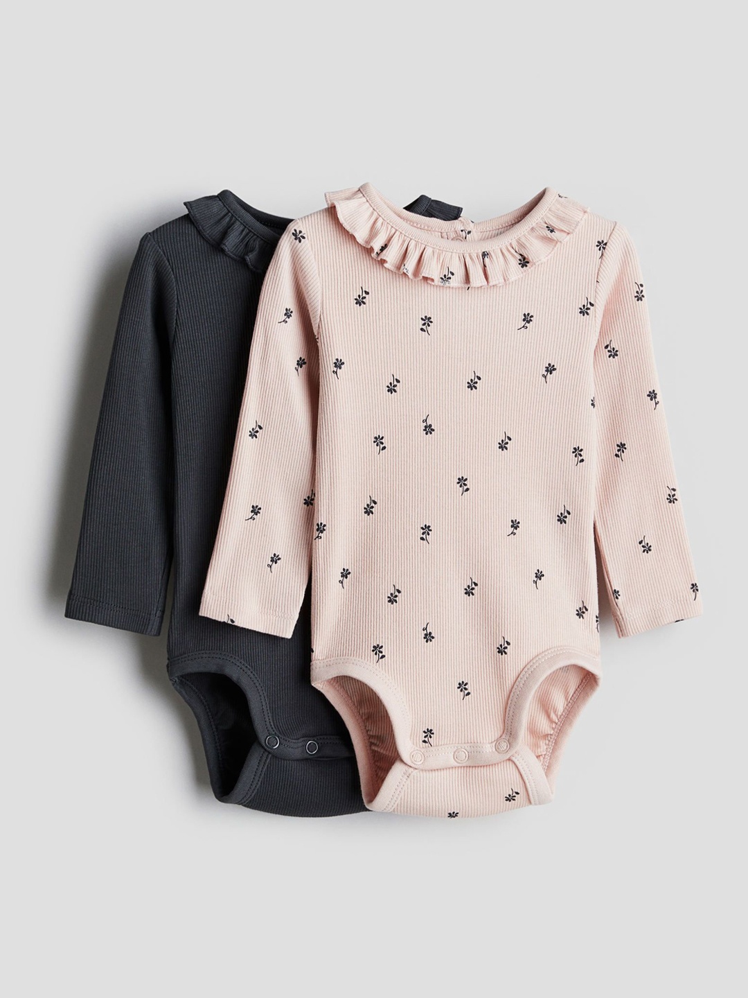

H&M 2-Pack Long-Sleeved Bodysuits, Grey