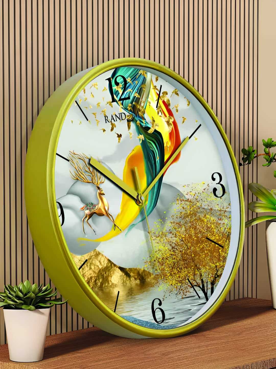 

RANDOM Printed Round Shaped Sweep Silent Movement Contemporary Wall Clock, Green