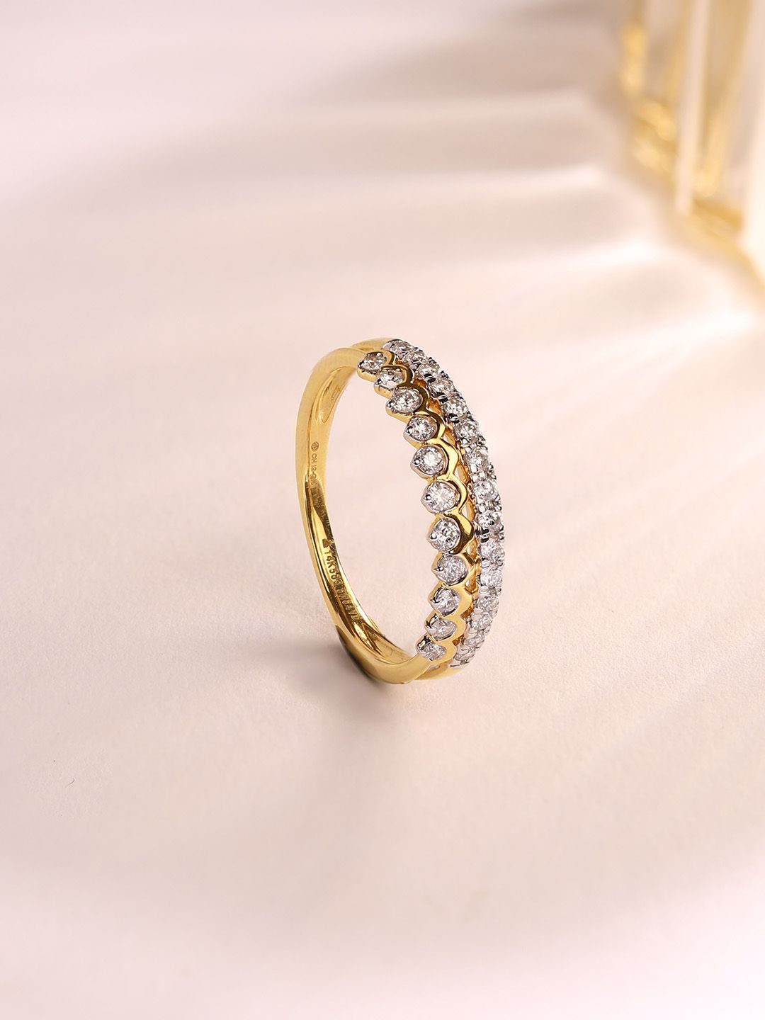 

Mia by Tanishq Royal Tiara 14K Gold & Diamond Finger Ring-1.96 gm, Yellow