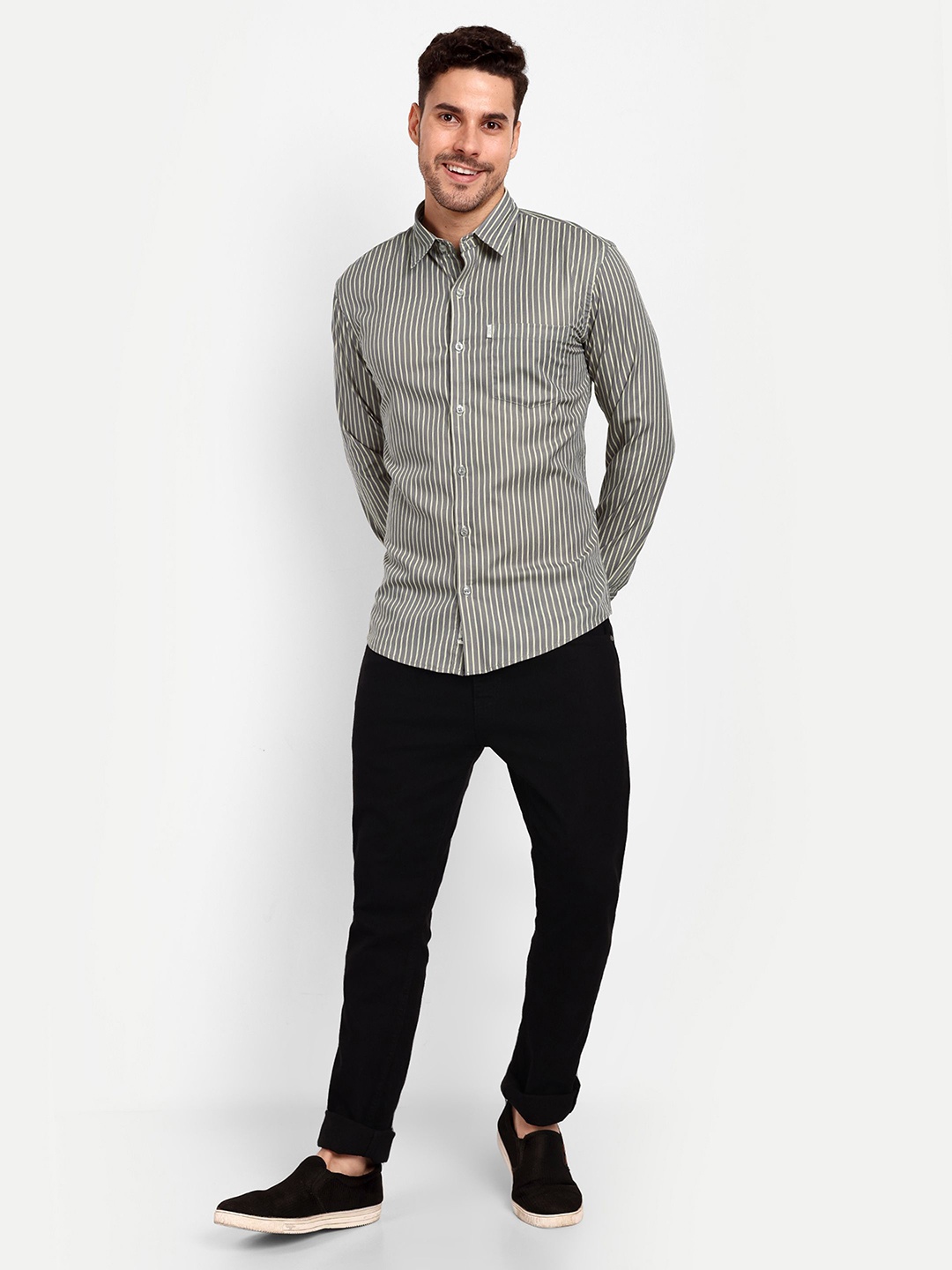 

Lewogle Men Opaque Casual Shirt, Grey