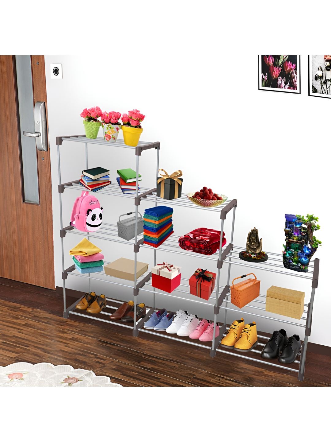 

Decent Hut Brown 12-Tier Rectangle Stainless Steel Shoe Rack