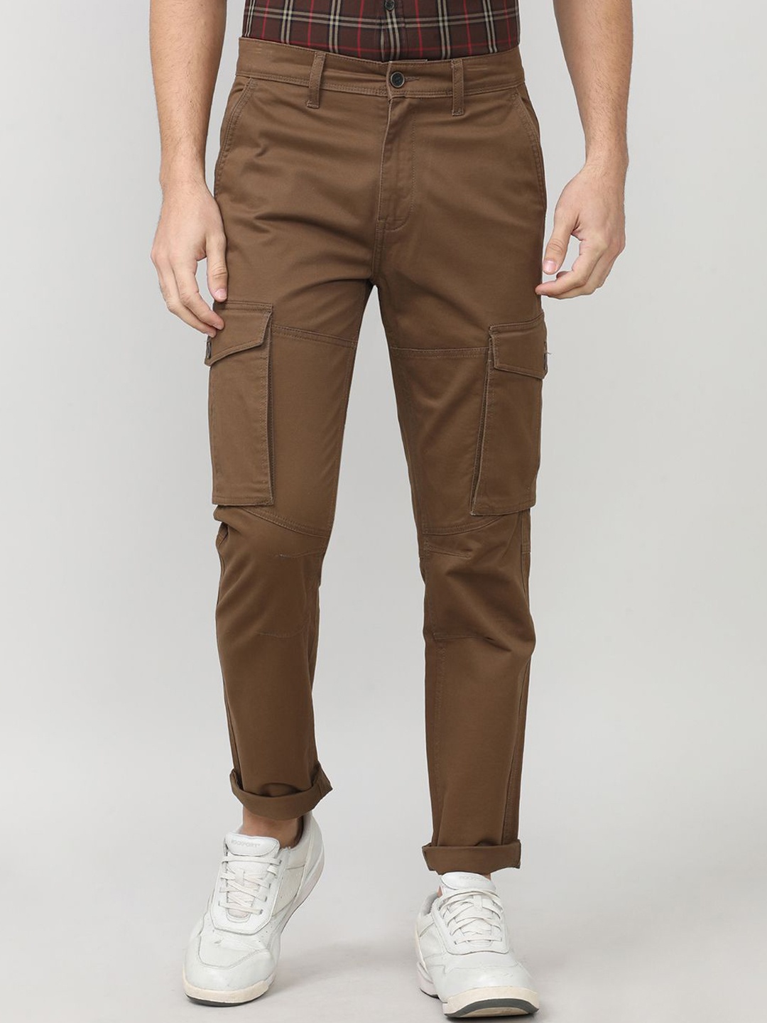 

DRAGON HILL Men Relaxed Cargos Trousers, Brown