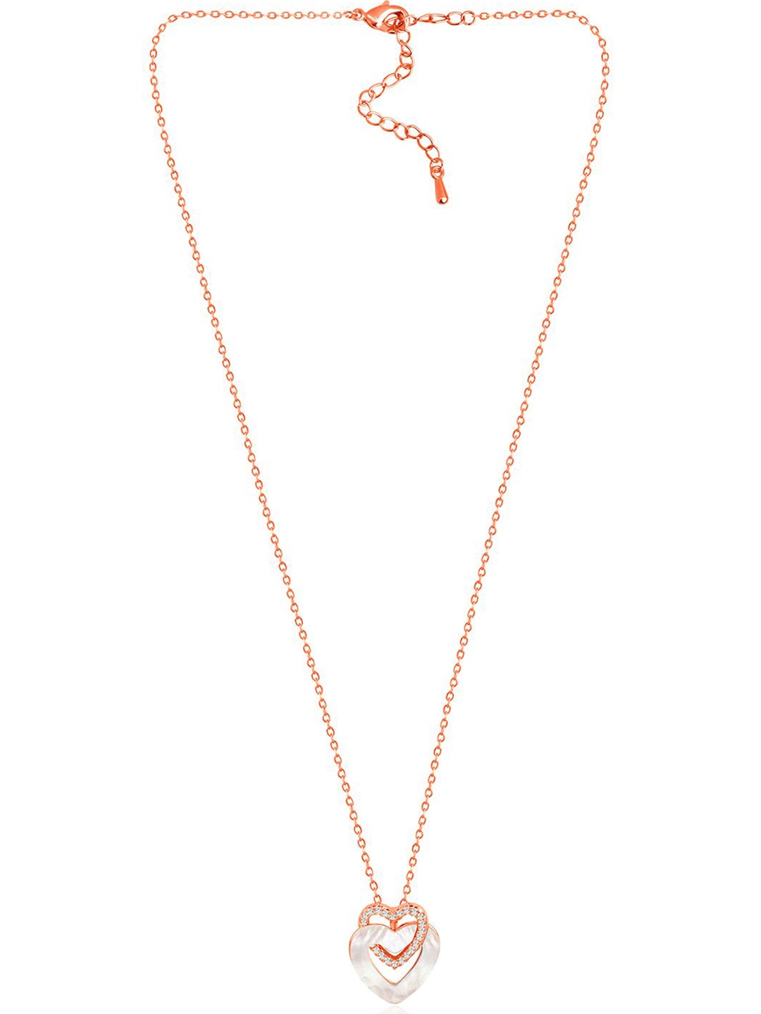 

Peora Rose Gold-Plated Cubic Zirconia Studded Minimal Pendant With Chain