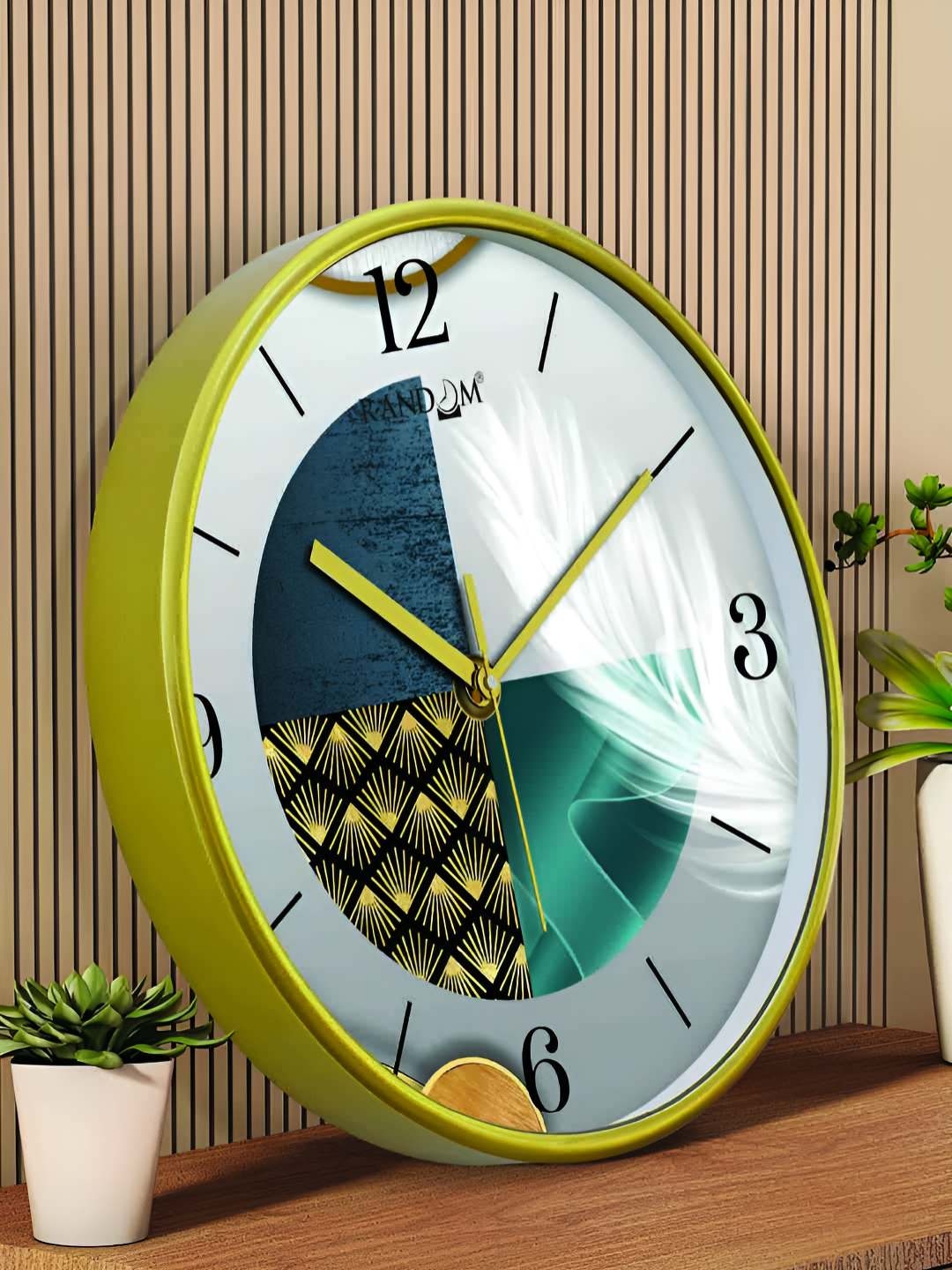 

RANDOM Printed Round Shaped Sweep Silent Movement Contemporary Wall Clock, Green